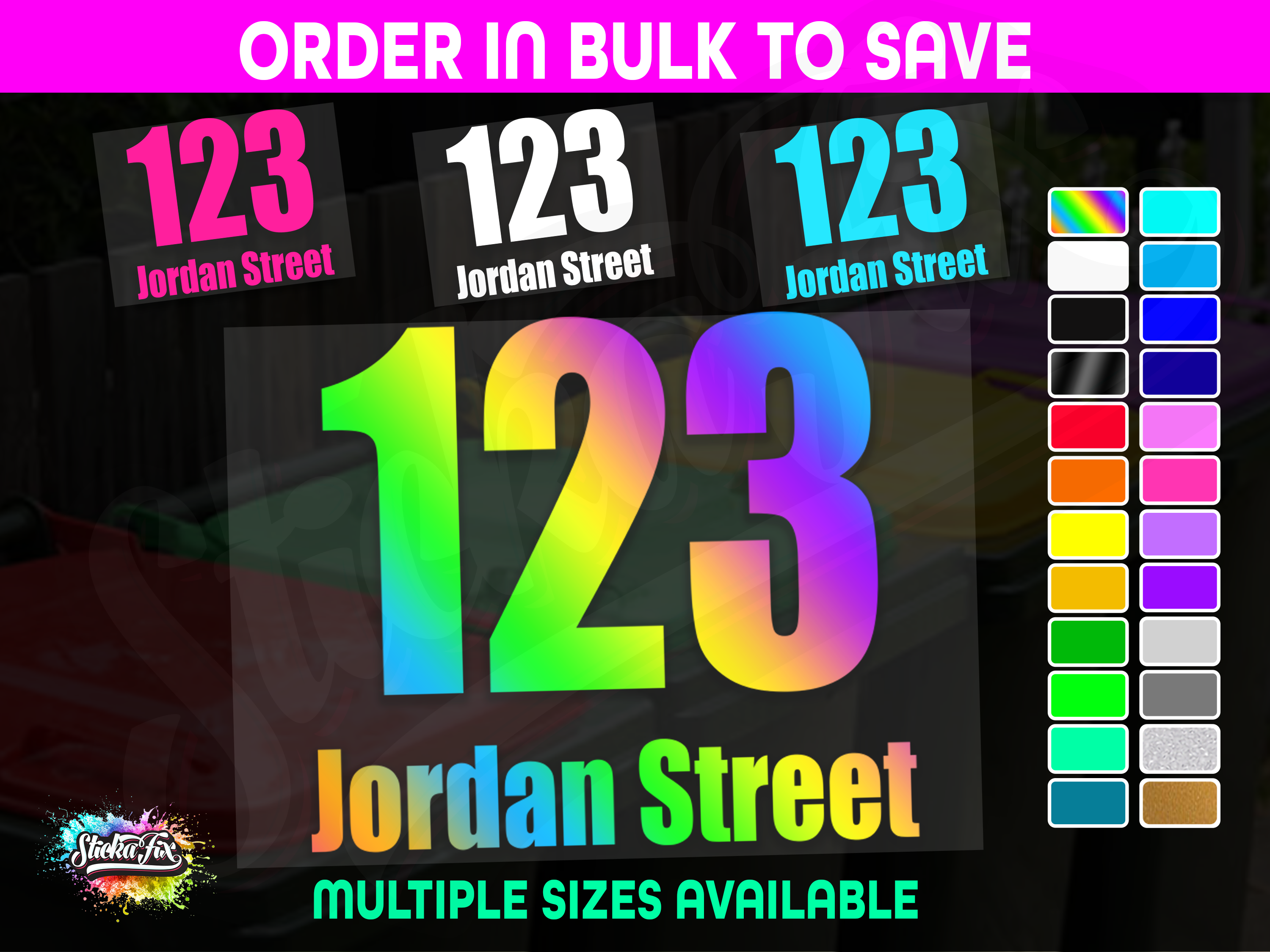Personalised Bin Sticker – Custom House Number, Street Name & Wheelie Bin Decal