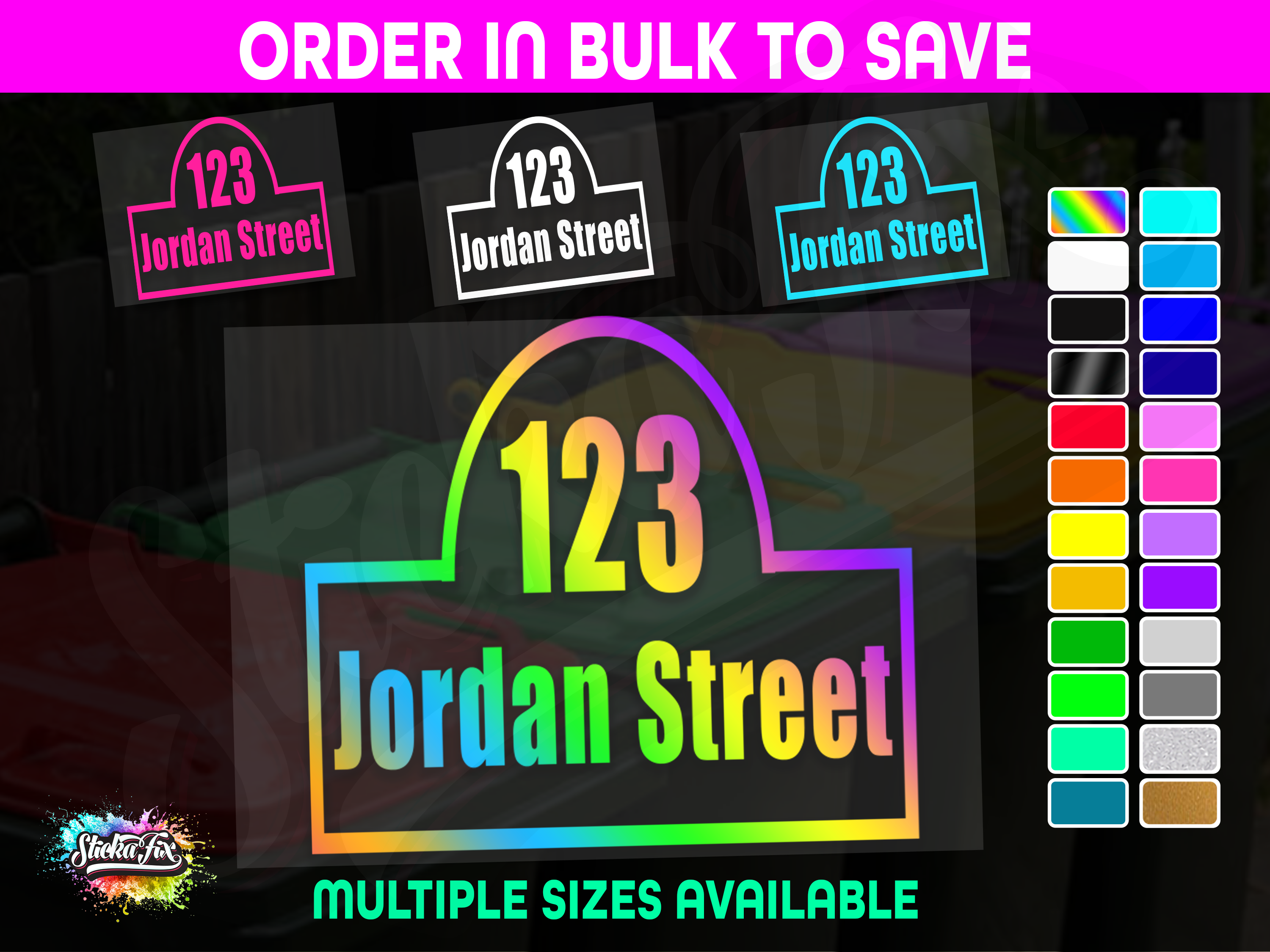 Personalised Bin Sticker – Custom House Number, Street Name & Wheelie Bin Decal