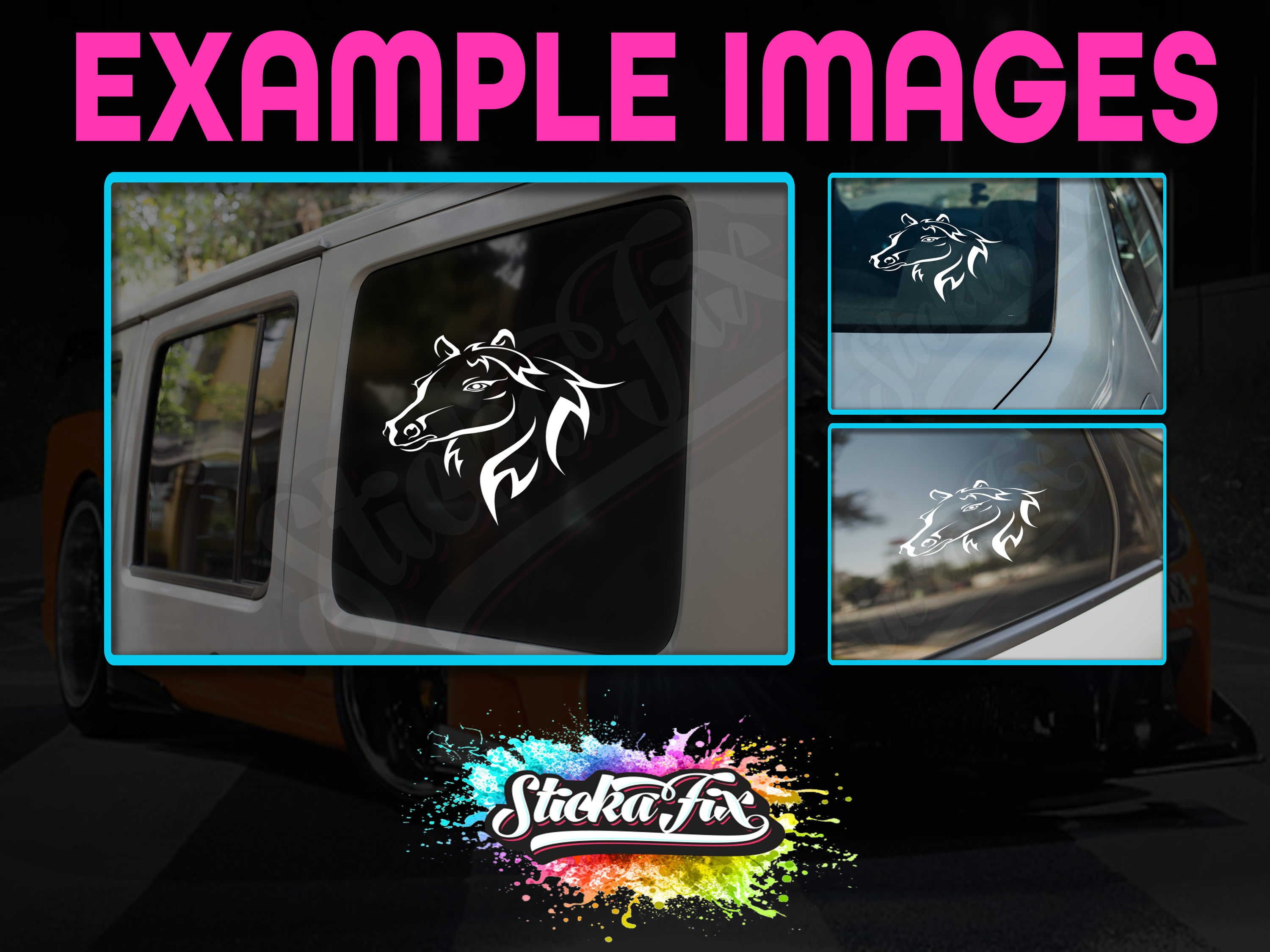 Horse Head Outline 4X4 car vinyl STICKER funny DECAL 4WD Float Truck Farm Van Outback Caravan