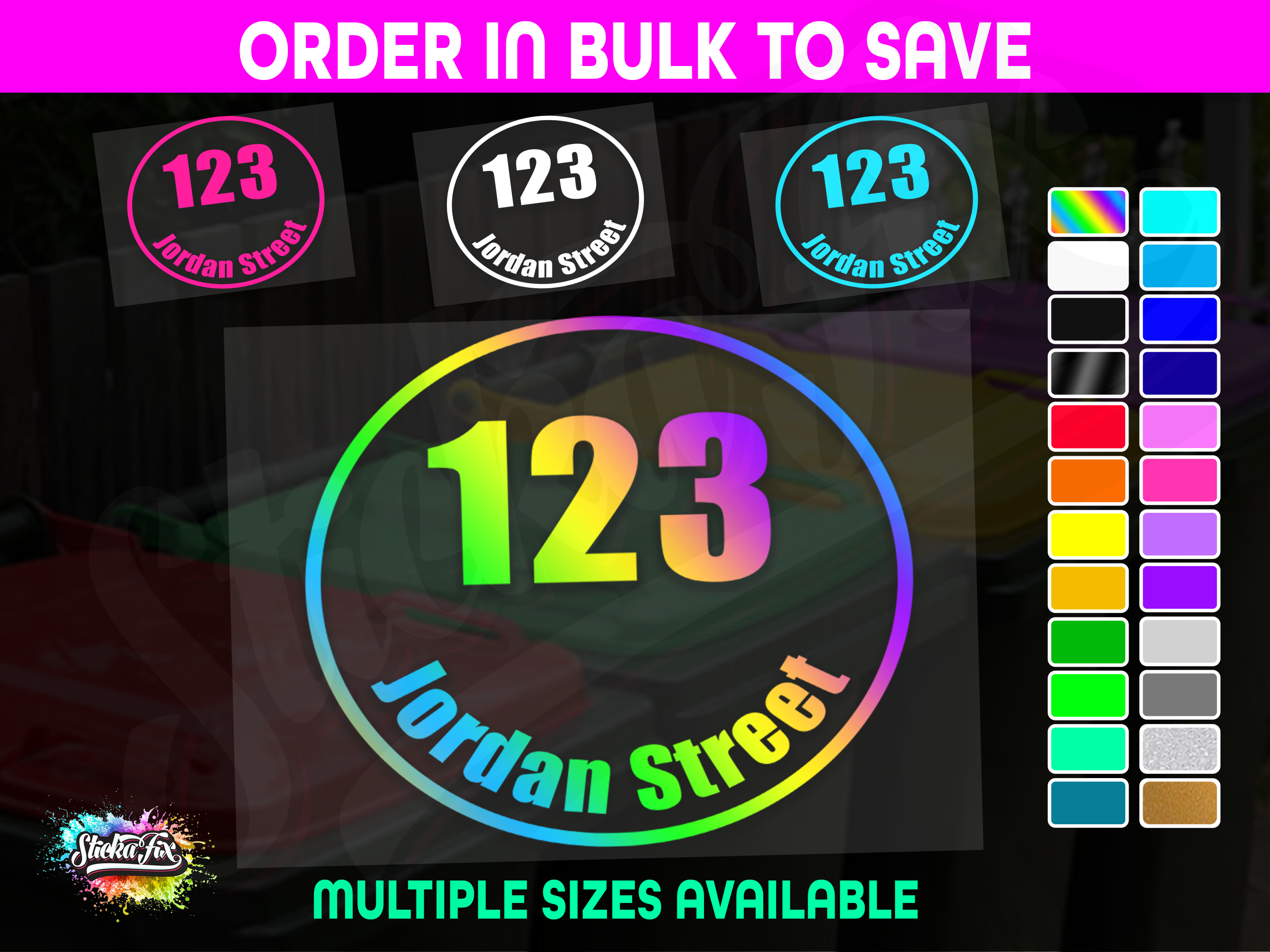 Personalised Bin Sticker – Custom House Number, Street Name & Wheelie Bin Decal